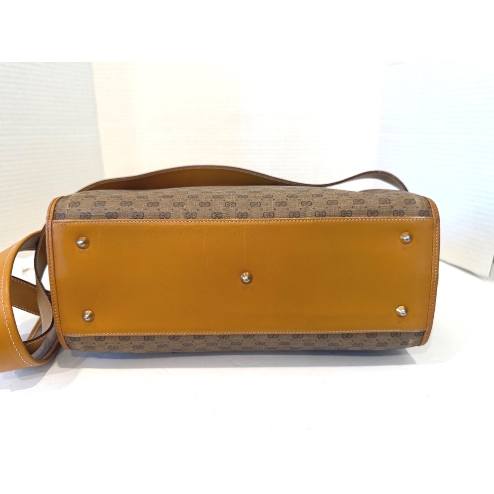 Gucci Microguccissima Satchel Medium Tan Brown Vintage Crossbody Bag Purse‎ - Picture 5 of 13